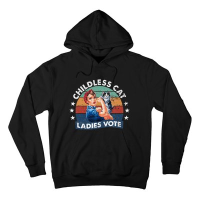 Childless Cat Ladies Vote Rosie The Riveter Vintage Hoodie