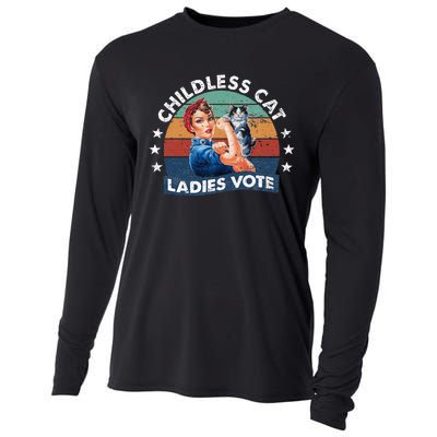 Childless Cat Ladies Vote Rosie The Riveter Vintage Cooling Performance Long Sleeve Crew