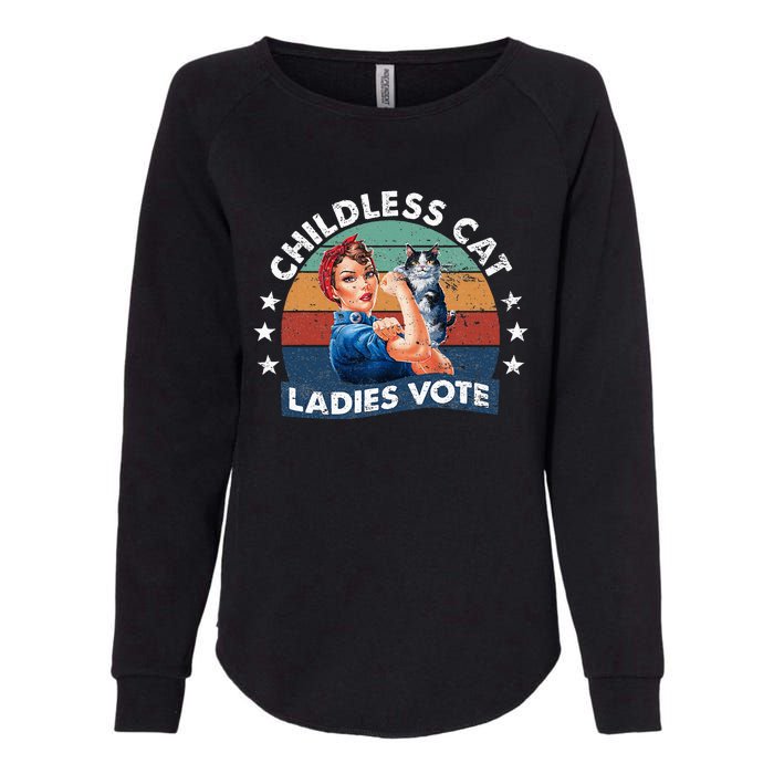 Childless Cat Ladies Vote Rosie The Riveter Vintage Womens California Wash Sweatshirt