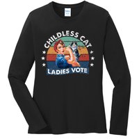 Childless Cat Ladies Vote Rosie The Riveter Vintage Ladies Long Sleeve Shirt