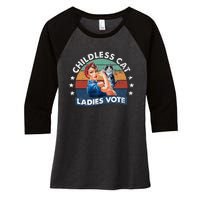 Childless Cat Ladies Vote Rosie The Riveter Vintage Women's Tri-Blend 3/4-Sleeve Raglan Shirt