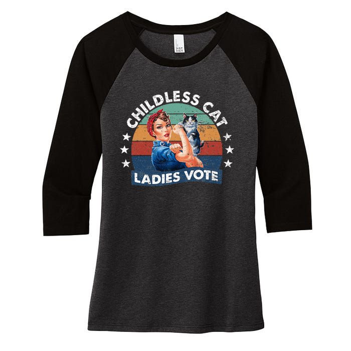 Childless Cat Ladies Vote Rosie The Riveter Vintage Women's Tri-Blend 3/4-Sleeve Raglan Shirt