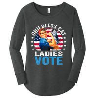 Childless Cat Ladies Vote Funny Vintage Rosie The Riveter Women's Perfect Tri Tunic Long Sleeve Shirt