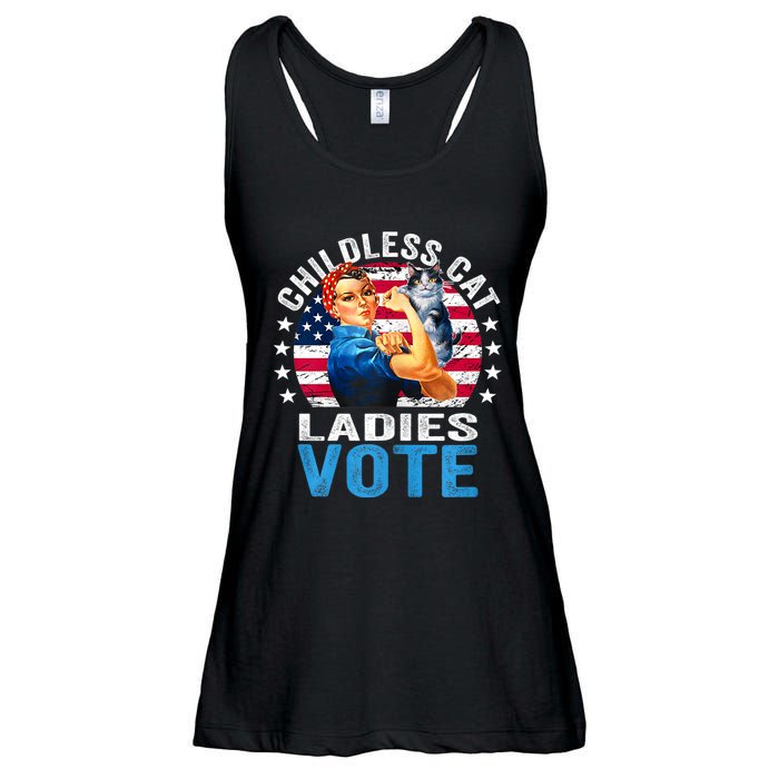 Childless Cat Ladies Vote Funny Vintage Rosie The Riveter Ladies Essential Flowy Tank