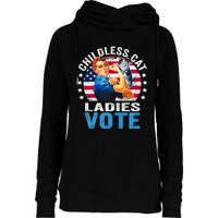 Childless Cat Ladies Vote Funny Vintage Rosie The Riveter Womens Funnel Neck Pullover Hood