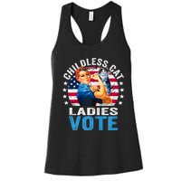 Childless Cat Ladies Vote Funny Vintage Rosie The Riveter Women's Racerback Tank