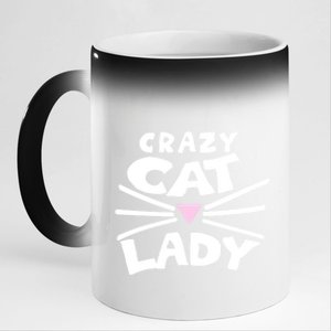 Crazy Cat Lady Long Funny Gift Cute Cat Gift 11oz Black Color Changing Mug