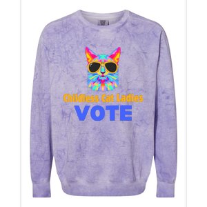 Childless Cat Ladies Vote Blue Colorblast Crewneck Sweatshirt