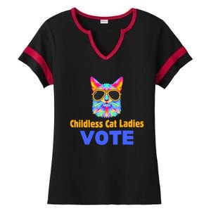 Childless Cat Ladies Vote Blue Ladies Halftime Notch Neck Tee