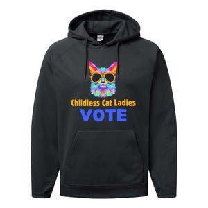 Childless Cat Ladies Vote Blue Performance Fleece Hoodie