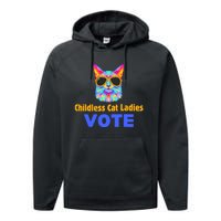 Childless Cat Ladies Vote Blue Performance Fleece Hoodie