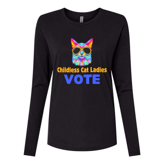 Childless Cat Ladies Vote Blue Womens Cotton Relaxed Long Sleeve T-Shirt