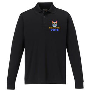 Childless Cat Ladies Vote Blue Performance Long Sleeve Polo