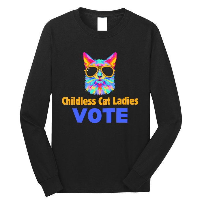 Childless Cat Ladies Vote Blue Long Sleeve Shirt