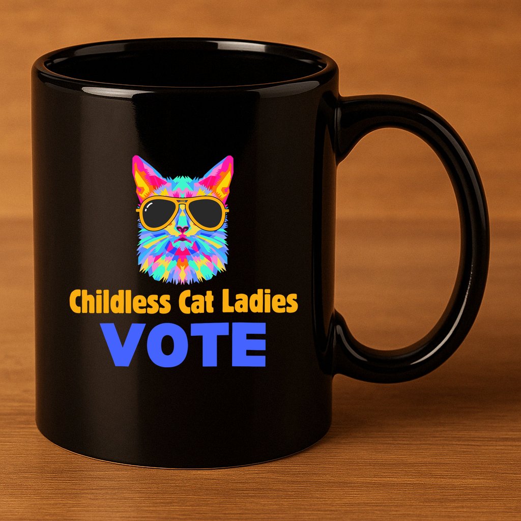 Childless Cat Ladies Vote Blue 11oz C Handle Ceramic Mug
