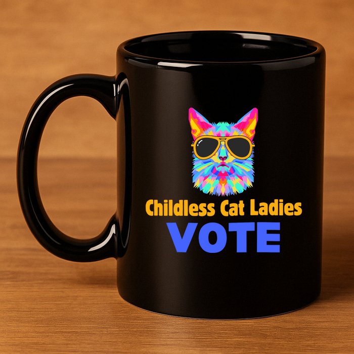 Childless Cat Ladies Vote Blue 11oz C Handle Ceramic Mug