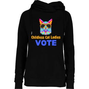 Childless Cat Ladies Vote Blue Womens Funnel Neck Pullover Hood