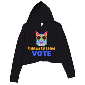 Childless Cat Ladies Vote Blue Crop Fleece Hoodie