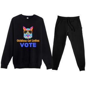 Childless Cat Ladies Vote Blue Premium Crewneck Sweatsuit Set