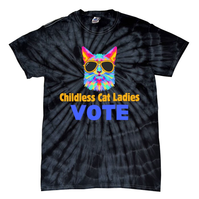 Childless Cat Ladies Vote Blue Tie-Dye T-Shirt