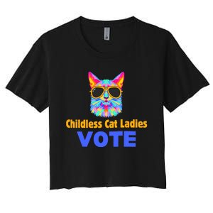 Childless Cat Ladies Vote Blue Women's Crop Top Tee