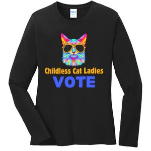 Childless Cat Ladies Vote Blue Ladies Long Sleeve Shirt