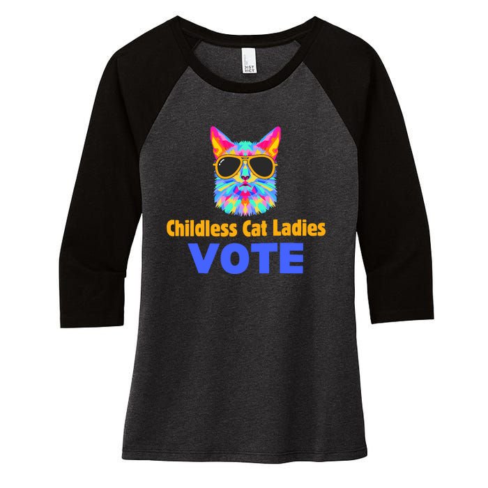 Childless Cat Ladies Vote Blue Women's Tri-Blend 3/4-Sleeve Raglan Shirt