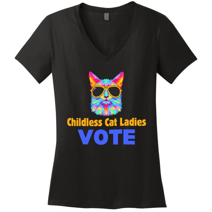 Childless Cat Ladies Vote Blue Women's V-Neck T-Shirt