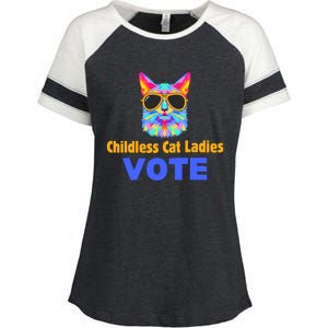 Childless Cat Ladies Vote Blue Enza Ladies Jersey Colorblock Tee