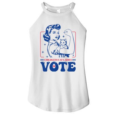 Childless Cat Ladies Vote Retro Election 2024 Usa Women’s Perfect Tri Rocker Tank