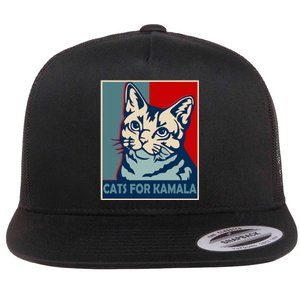 Childless Cat Lady Is Voting Kamala Harris Funny Cats For Kamala President Flat Bill Trucker Hat