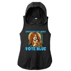 Childless Cat Ladies Vote Blue Ladies PosiCharge Tri-Blend Wicking Draft Hoodie Tank