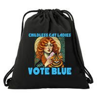 Childless Cat Ladies Vote Blue Drawstring Bag