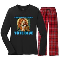 Childless Cat Ladies Vote Blue Women's Long Sleeve Flannel Pajama Set 