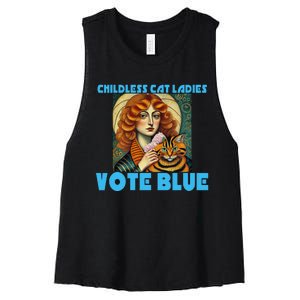 Childless Cat Ladies Vote Blue Women's Racerback Cropped Tank