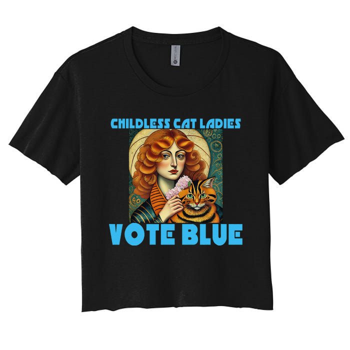 Childless Cat Ladies Vote Blue Women's Crop Top Tee