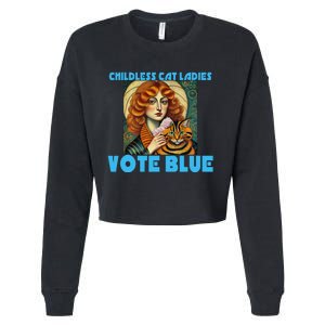 Childless Cat Ladies Vote Blue Cropped Pullover Crew