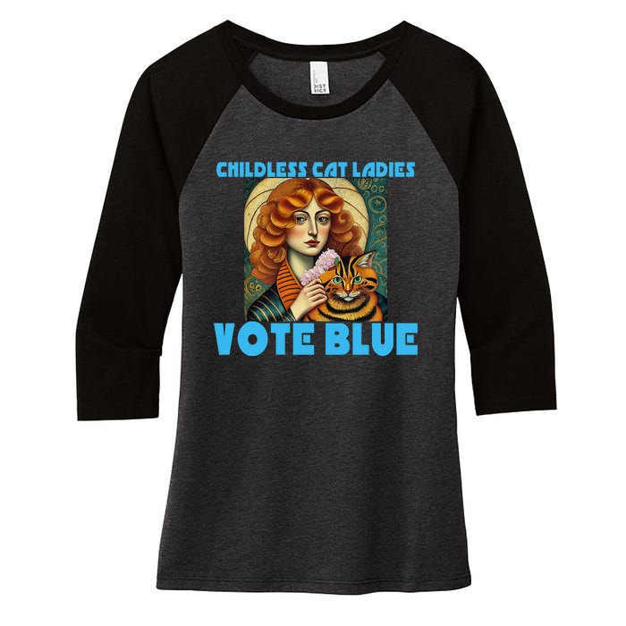 Childless Cat Ladies Vote Blue Women's Tri-Blend 3/4-Sleeve Raglan Shirt