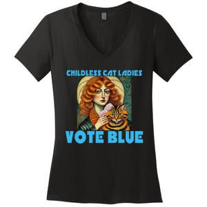 Childless Cat Ladies Vote Blue Women's V-Neck T-Shirt