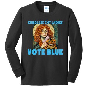 Childless Cat Ladies Vote Blue Kids Long Sleeve Shirt