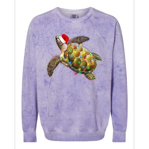 Cute Christmas Lights Santa Sea Turtle Colorblast Crewneck Sweatshirt