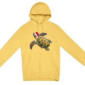 Cute Christmas Lights Santa Sea Turtle Premium Pullover Hoodie