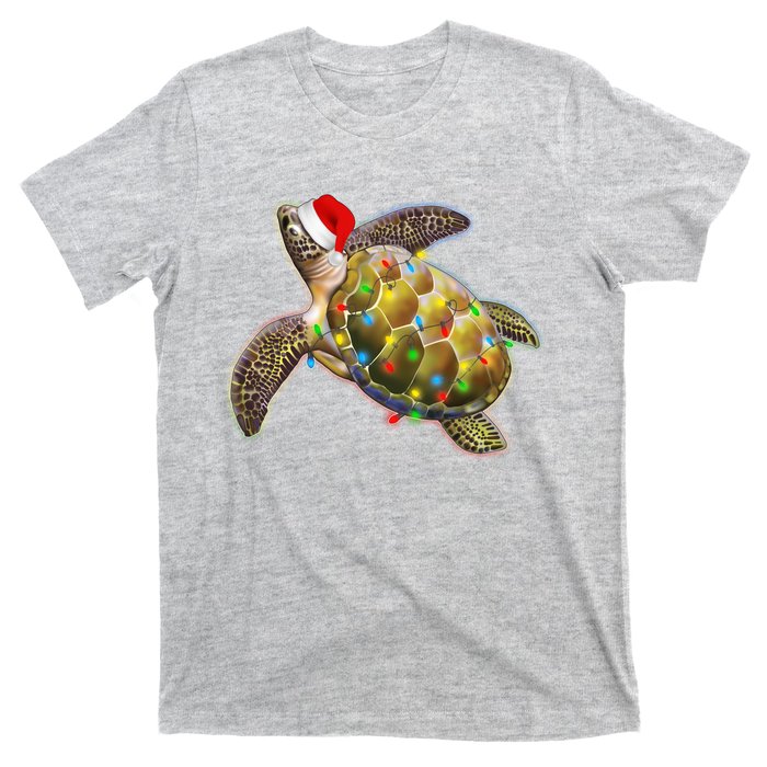 Cute Christmas Lights Santa Sea Turtle T-Shirt