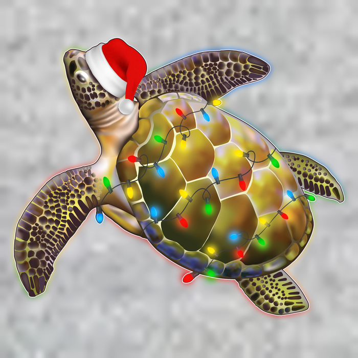 Cute Christmas Lights Santa Sea Turtle T-Shirt