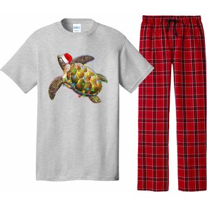 Cute Christmas Lights Santa Sea Turtle Pajama Set