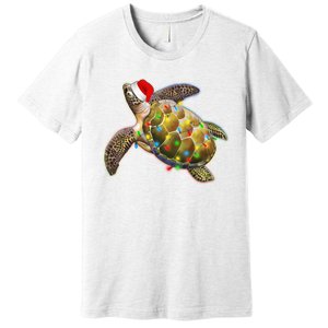 Cute Christmas Lights Santa Sea Turtle Premium T-Shirt