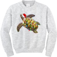 Cute Christmas Lights Santa Sea Turtle Kids Sweatshirt