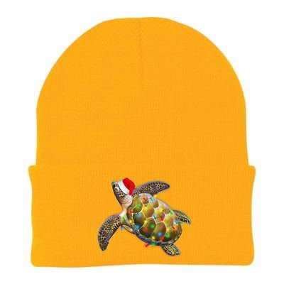 Cute Christmas Lights Santa Sea Turtle Knit Cap Winter Beanie