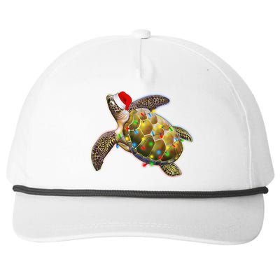 Cute Christmas Lights Santa Sea Turtle Snapback Five-Panel Rope Hat