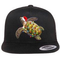Cute Christmas Lights Santa Sea Turtle Flatbill Hat